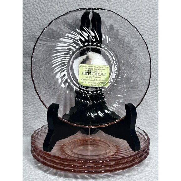 Arcoroc France 20 Piece Set Rosaline Swirling Pattern  Light Pink Vintage 1980s - Picture 7 of 16